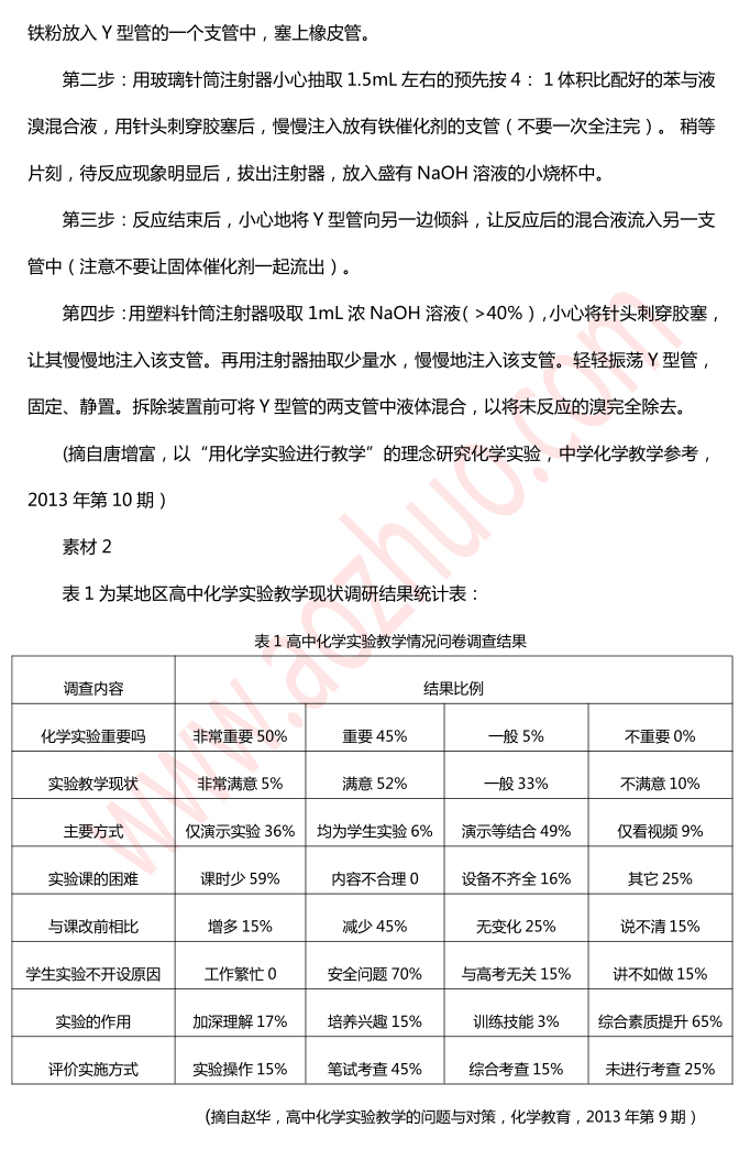 2015上半年（高级中学）化学学科知识与教学能力真题6